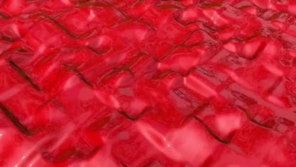 Красная Деформирующая Гладкая Плоскость Абстрактный Фон Рендеринг — стоковое видео
