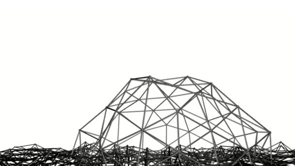 黑色多边形网格在白色背景上变形 — 图库视频影像