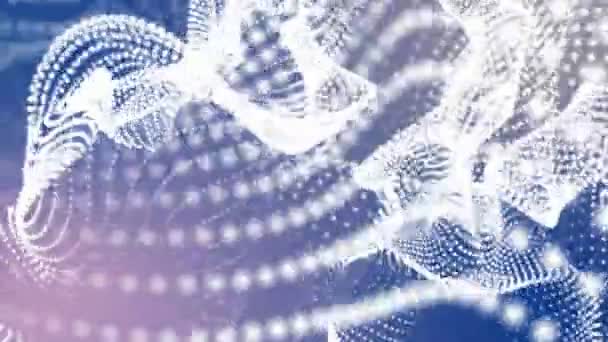 Partículas Brancas Voam Lentamente Sobre Fundo Azul Claro Espaço Abstrato — Vídeo de Stock