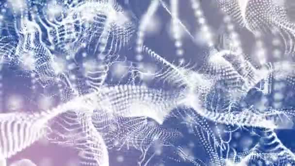 白色粒子在浅蓝色的背景下慢慢地飞行 抽象空间 — 图库视频影像