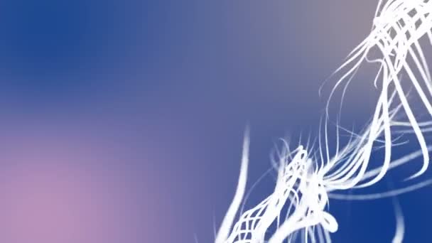 Білі Тривимірні Круглі Частинки Повільно Літають Світло Блакитному Фоні Візуалізація — стокове відео