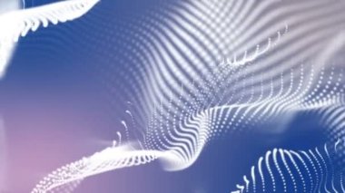 Beyaz üç boyutlu yuvarlak parçacıkları yavaş yavaş açık mavi arka planı üzerinde uçmak. 3D render. alan bulanıklık derinliği