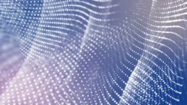 Beyaz üç boyutlu yuvarlak parçacıkları yavaş yavaş açık mavi arka planı üzerinde uçmak. 3D render. alan bulanıklık derinliği