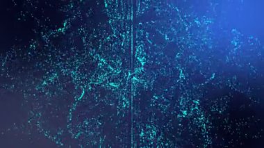 parçacıklar ışık mavi bir arka plan üzerinde uçmak. soyutlama alanı. 3D render. alan bulanıklık derinliği