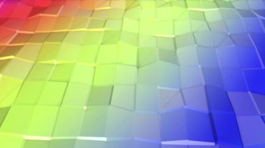 renkli düşük poli uçak yavaş yavaş deforms. arka plan. 3D render