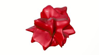 yavaş yavaş deforme beyaz bir arka plan üzerinde kırmızı soyut parlak şekli. 3D render