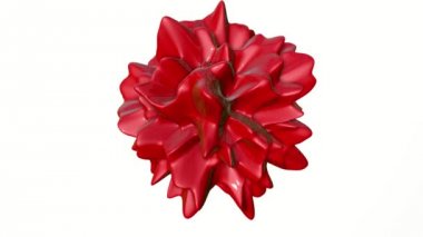 yavaş yavaş deforme beyaz bir arka plan üzerinde kırmızı soyut parlak şekli. 3D render