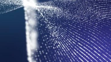 beyaz yuvarlak parçacıkları düzensizce mavi bir arka plan üzerinde uçmak. 3D render