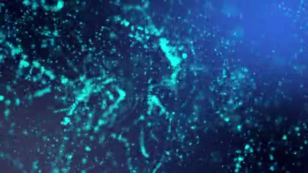 Particles Fly Light Blue Background Abstraction Space Rendering Depth Field — Stock Video