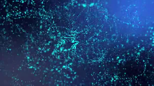 Parçacıklar Işık Mavi Bir Arka Plan Üzerinde Uçmak Soyutlama Alanı — Stok video