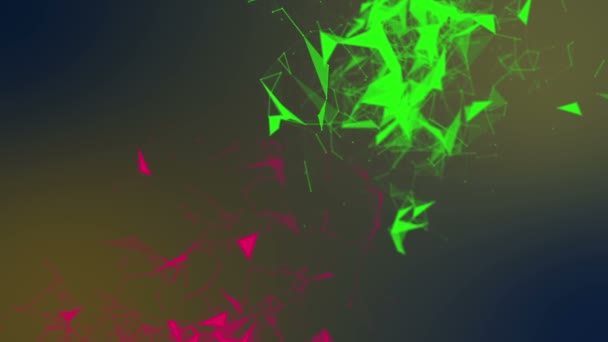 Green Red Triangles Particles Move Slowly Abstract Background Rendering Depth — Stock Video