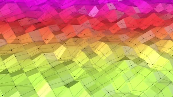Colored Low Poly Plane Slowly Deforms Abstract Background Rendering — Stock Video