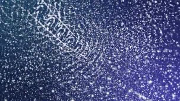 白色圆形粒子在蓝色背景上混乱地飞行 — 图库视频影像