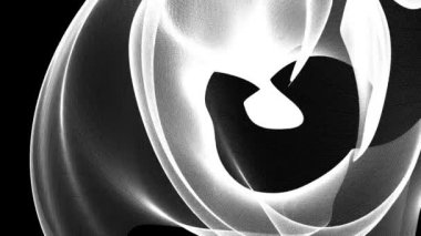 Beyaz soyut şeffaf şekil üzerinde siyah bir arka plan deforme olmuş. 3D render