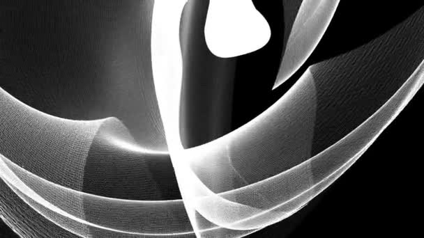 Λευκό Αφηρημένη Ημιδιαφανές Σχήμα Παραμορφώνεται Μαύρο Φόντο Rendering — Αρχείο Βίντεο