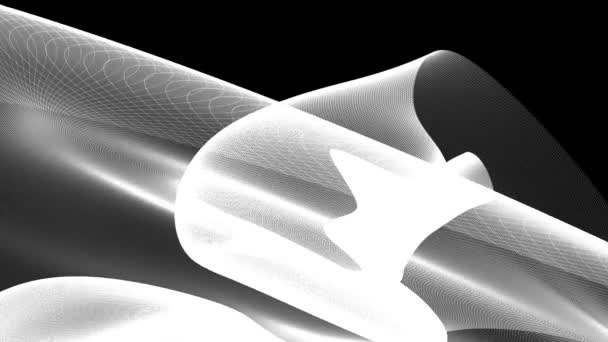 Белая Абстрактная Полупрозрачная Фигура Деформируется Черном Фоне Рендеринг — стоковое видео