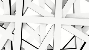 Beyaz hücreleri ile farklı yönlere yavaş yavaş döndürmek uçakları. 3D render. arka plan