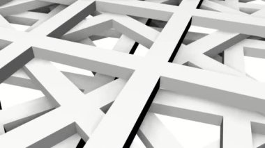 Beyaz hücreleri ile farklı yönlere yavaş yavaş döndürmek uçakları. 3D render. arka plan