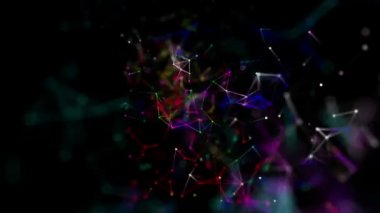 Renk değiştirme parçacıklar yavaş siyah bir arka plan karşı hareket edin. 3D render. arka plan