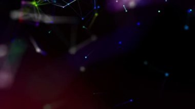 Renk değiştirme parçacıklar yavaş siyah bir arka plan karşı hareket edin. 3D render. arka plan