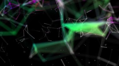 Renk değiştirme parçacıklar yavaş siyah bir arka plan karşı hareket edin. 3D render. arka plan