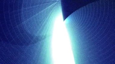 Soyut Mavi parçacıklar yavaşça. mavi ışınları hareket. 3D render