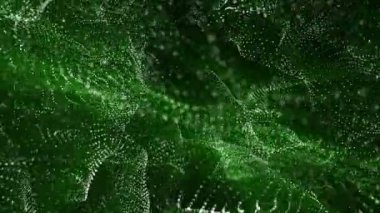 siyah bir arka plan üzerinde beyaz parçacıklar yeşil ışınları ile yavaşça. arka plan. 3D render