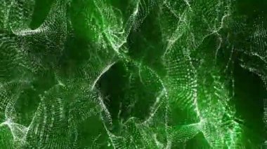 siyah bir arka plan üzerinde beyaz parçacıklar yeşil ışınları ile yavaşça. arka plan. 3D render