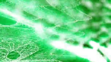 siyah bir arka plan üzerinde beyaz parçacıklar yeşil ışınları ile yavaşça. arka plan. 3D render