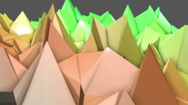 çok renkli düşük poligon yüzey bozulmayı yavaş yavaş hareket eder. arka plan. 3D render