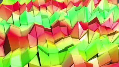 çok renkli düşük poligon yüzey bozulmayı yavaş yavaş hareket eder. arka plan. 3D render