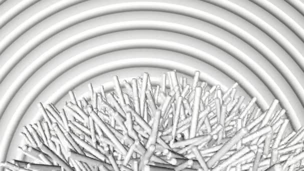 Figure Abstraite Cylindres Blancs Déplaçant Sur Fond Blanc Rendu — Video