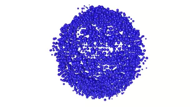 Esferas Tridimensionales Brillantes Azules Que Mueven Lentamente Sobre Fondo Blanco — Vídeo de stock