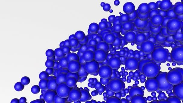 Голубые Глянцевые Трехмерные Сферы Медленно Движутся Белом Фоне Рендеринг — стоковое видео