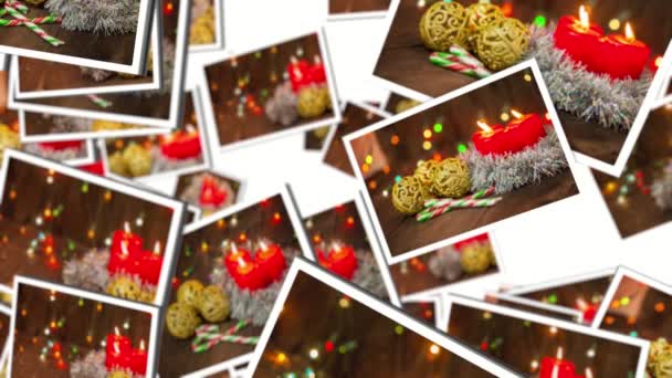 spousta vánočních přání letí na bílém pozadí. videa koláž. 3D vykreslování