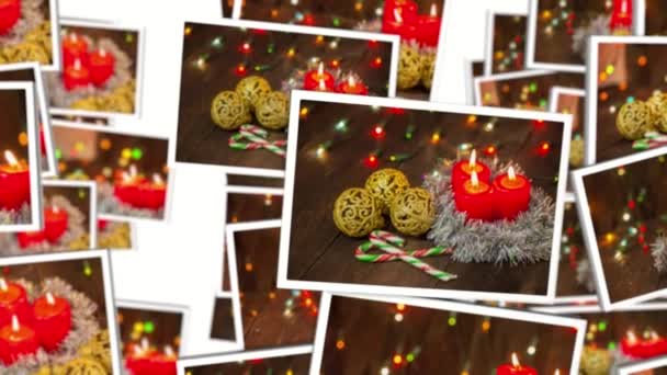 spousta vánočních přání letí na bílém pozadí. videa koláž. 3D vykreslování