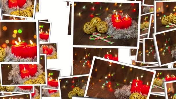 Beaucoup Cartes Noël Vole Sur Fond Blanc Collage Vidéo Rendu — Video