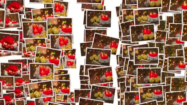Beaucoup Cartes Noël Vole Sur Fond Blanc Collage Vidéo Rendu — Video