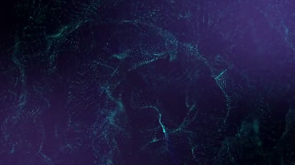 Blaue Teilchen Bewegen Sich Langsam Vor Einem Dunklen Hintergrund Darstellung — Stockvideo
