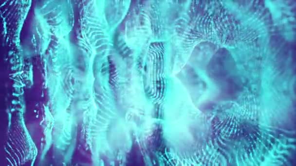 Голубые Частицы Медленно Движутся Темном Фоне Рендеринг Абстрактный Размытый Фон — стоковое видео