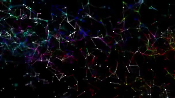 变色粒子在黑色背景下缓慢移动 抽象的背景 — 图库视频影像