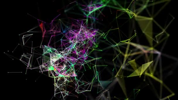变色粒子在黑色背景下缓慢移动 抽象的背景 — 图库视频影像