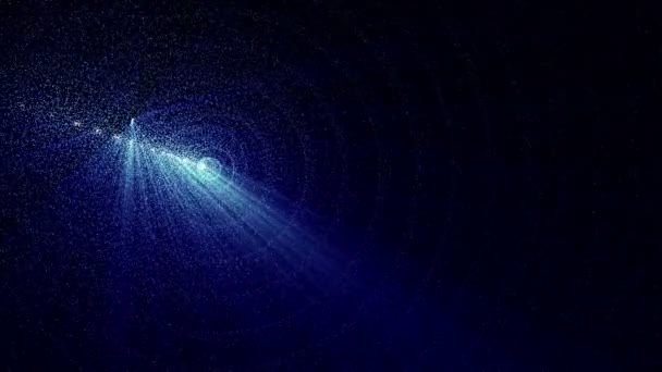 Σιγά Σιγά Μετακίνηση Αφηρημένη Κυανά Σωματίδια Μπλε Κινείται Ακτίνες Rendering — Αρχείο Βίντεο
