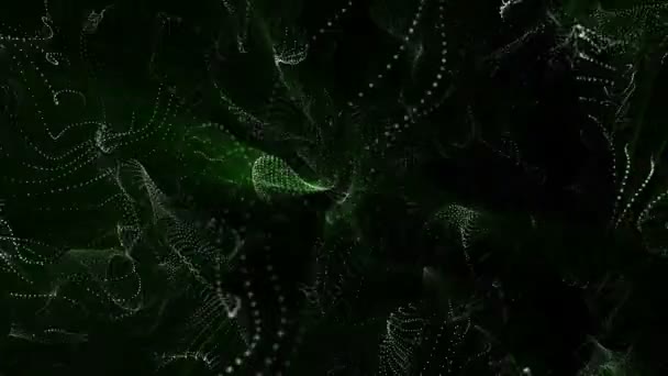 Slowly Moving White Particles Green Rays Black Background Abstract Background — Stock Video