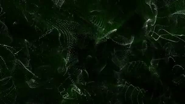Siyah Bir Arka Plan Üzerinde Beyaz Parçacıklar Yeşil Işınları Ile — Stok video