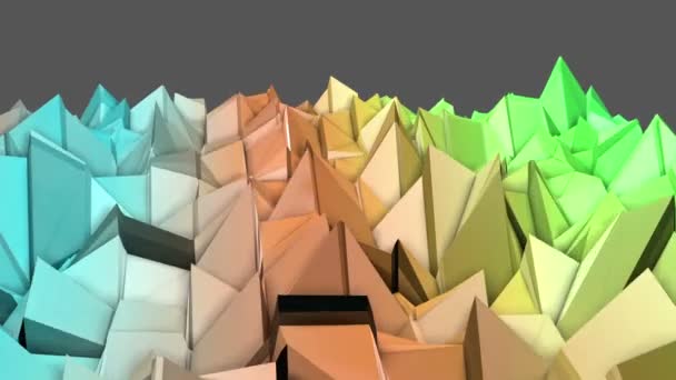 Deforming Multicolored Low Polygonal Surface Moves Slowly Abstract Background Rendering — Stock Video