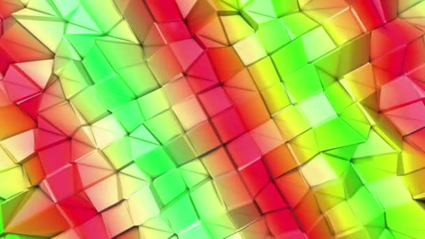 Deformando Superficie Poligonal Baja Multicolor Mueve Lentamente Fondo Abstracto Renderizado — Vídeo de stock