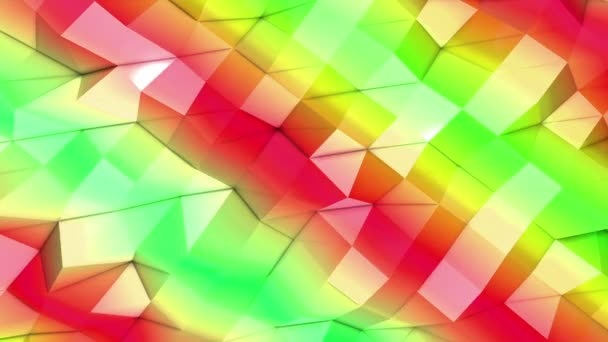 Deforming Multicolored Low Polygonal Surface Moves Slowly Abstract Background Rendering — Stock Video