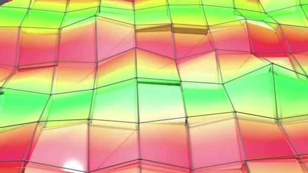 Deforming Multicolored Low Polygonal Surface Moves Slowly Abstract Background Rendering — Stock Video