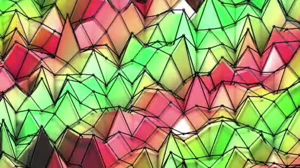 Deforming Multicolored Low Polygonal Surface Moves Slowly Abstract Background Rendering — Stock Video